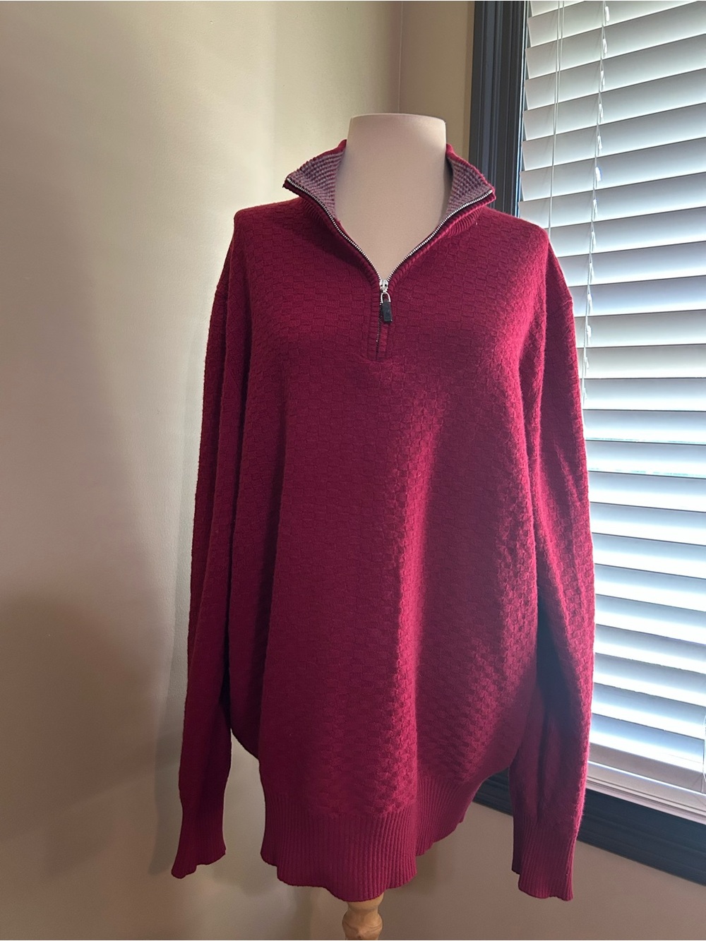 Cashmere Robert Talbott Men's Zip-Front Sweater in Red